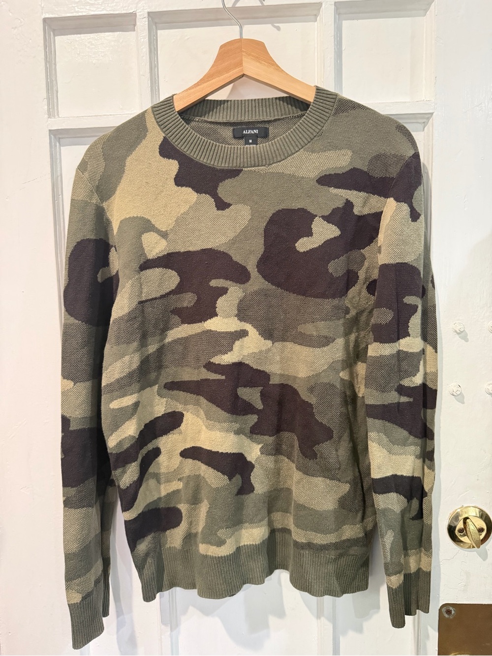 Alfani Men's Olive Green Camo Crewneck Sweater